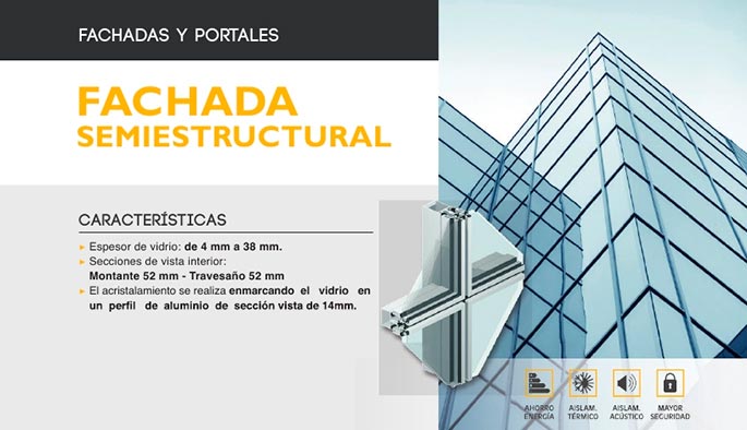 fachada semiestructural, semiestructural, perfiles aluminio, serie renova, fachadas, barcelona, perfiles, aluminio, perfiles fachadas, renova